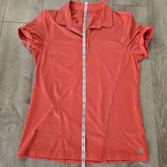 Joe Fresh Women's Golf Shirt, Medium, Peachy Orange/Pink Color - Picture 5 of 6